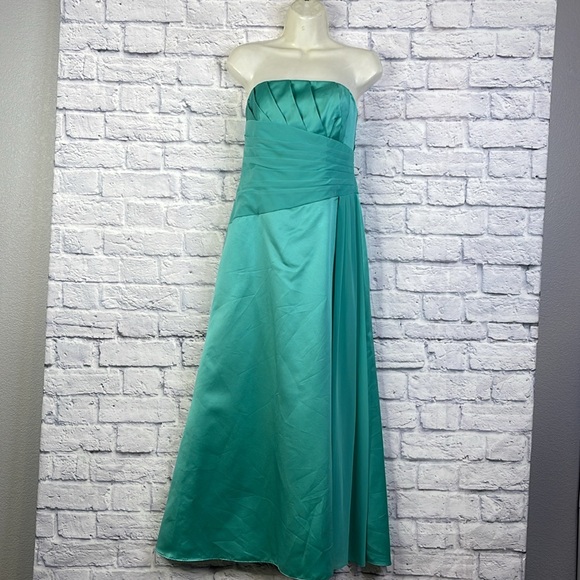 Davids Bridal Prom Formal Dress Women's Size 2 Spa Green Strapless Gown Long - Picture 5 of 16